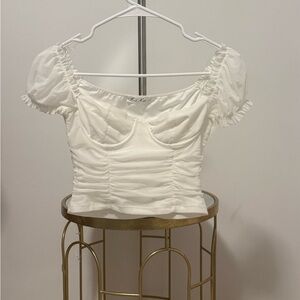Elegant White Ruched Women's Top